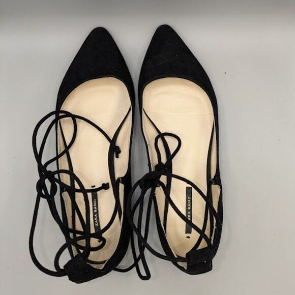 Zara Basic Collection Black Faux Suede Ankle Strap Toe  Size 8, EUR 39 - Picture 6 of 7